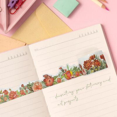 Wrapables Landscape Floral 30mm x 3M Metallic Gold Foil Washi Tape, Red Rose & Peonies Image 2