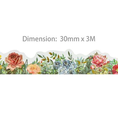 Wrapables Landscape Floral 30mm x 3M Metallic Gold Foil Washi Tape, Spring Roses Image 1