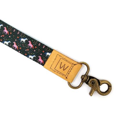 Wrapables Lanyard Keychain and ID Badge Holder, Unicorns Black Image 1