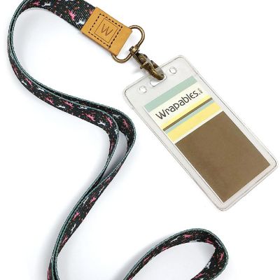 Wrapables Lanyard Keychain and ID Badge Holder, Unicorns Black Image 2