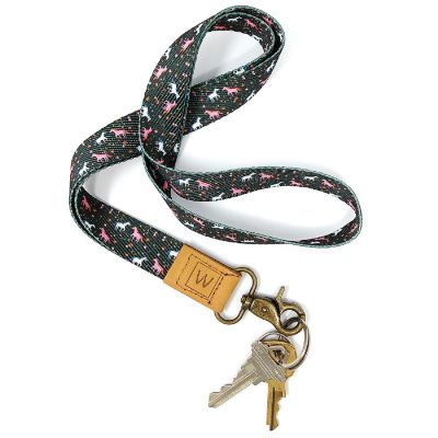 Wrapables Lanyard Keychain and ID Badge Holder, Unicorns Black Image 3