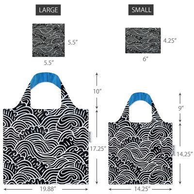 Wrapables Large & Small Allybag Foldable & Lightweight Reusable Grocery Bags (Set of 2), Navy Swirls Image 1