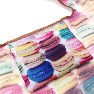 Wrapables Large & Small Foldable Tote Nylon Reusable Grocery Bags, Set of 10, Dinos, Felines, Macarons Image 2