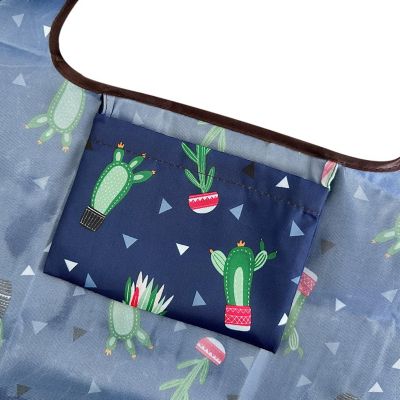 Wrapables Large & Small Foldable Tote Nylon Reusable Grocery Bags, Set of 2, Cactus Party Image 3