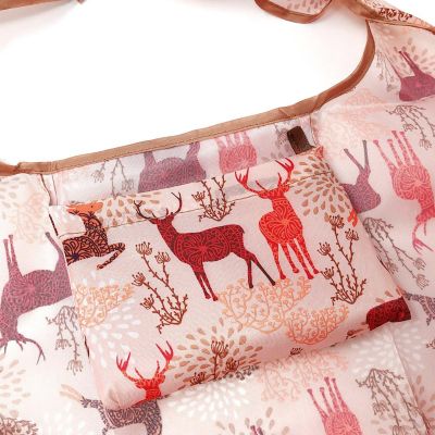 Wrapables Large & Small Foldable Tote Nylon Reusable Grocery Bags, Set of 2, Deer Image 3