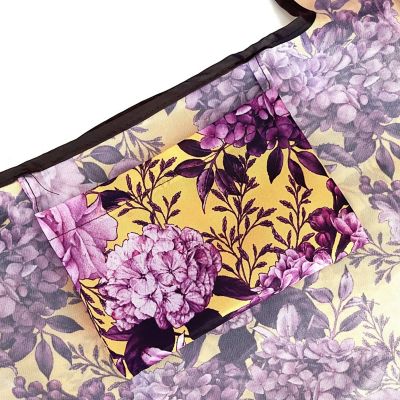 Wrapables Large & Small Foldable Tote Nylon Reusable Grocery Bags, Set of 2, Lavender Bloom Image 3