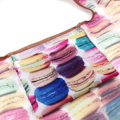 Wrapables Large & Small Foldable Tote Nylon Reusable Grocery Bags, Set of 2, Macarons Image 3