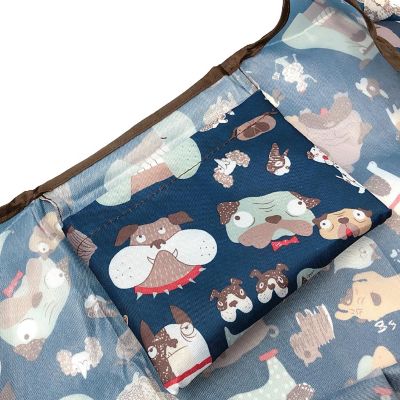 Wrapables Large & Small Foldable Tote Nylon Reusable Grocery Bags, Set of 2, Silly Dogs Image 2