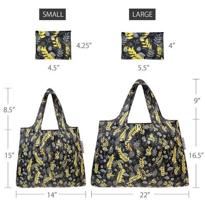 Wrapables Large & Small Foldable Tote Nylon Reusable Grocery Bags, Set of 2, Wheat Image 1