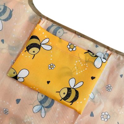 Wrapables Large & Small Foldable Tote Nylon Reusable Grocery Bags, Set of 2, Yellow Bees Image 3