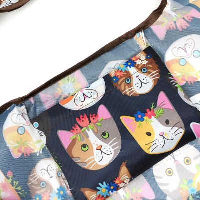 Wrapables Large & Small Foldable Tote Nylon Reusable Grocery Bags, Set of 4, Crazy & Cuddly Cats Image 2