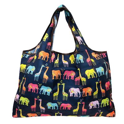 Wrapables Large Foldable Tote Nylon Reusable Grocery Bag, 3 Pack, Animal Fun Image 3