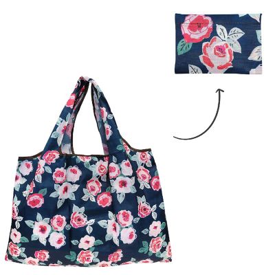 Wrapables Large Foldable Tote Nylon Reusable Grocery Bag, 3 Pack, Lovely Flowers Image 2