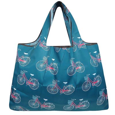 Wrapables Large Foldable Tote Nylon Reusable Grocery Bag, Bicycles Image 1