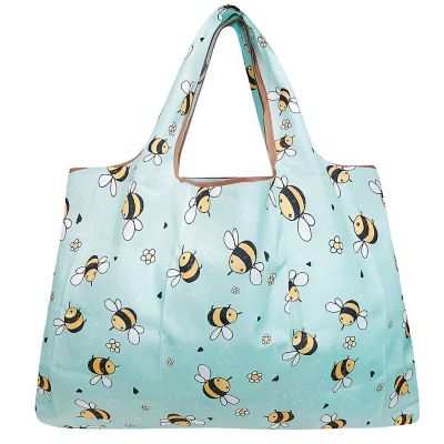 Wrapables Large Foldable Tote Nylon Reusable Grocery Bag, Bumble Bees Image 1