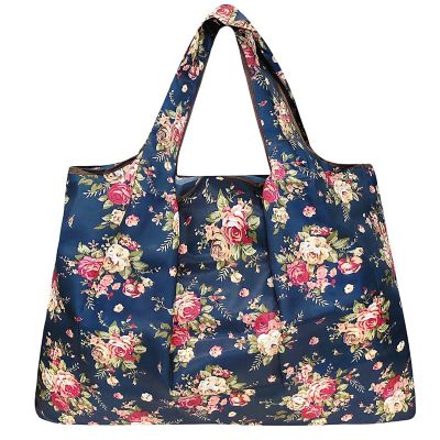 Wrapables Large Foldable Tote Nylon Reusable Grocery Bag, Classic Roses Image 1