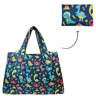 Wrapables Large Foldable Tote Nylon Reusable Grocery Bag, Dinosaurs Image 2