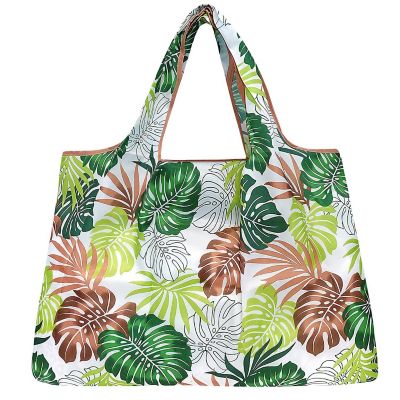 Wrapables Large Foldable Tote Nylon Reusable Grocery Bag, Fern Leaves Image 1