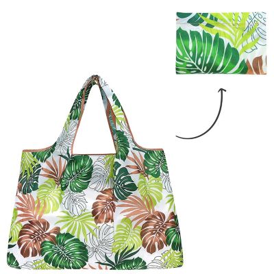 Wrapables Large Foldable Tote Nylon Reusable Grocery Bag, Fern Leaves Image 2