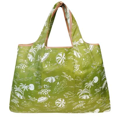 Wrapables Large Foldable Tote Nylon Reusable Grocery Bag, Green Paradise Image 1