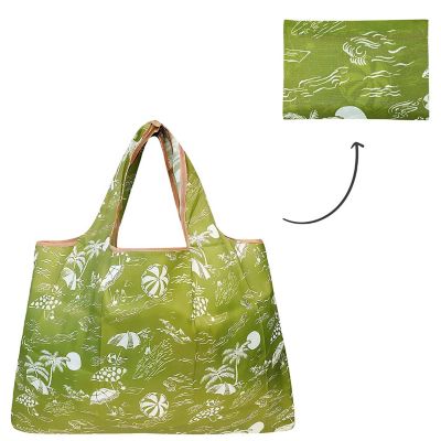 Wrapables Large Foldable Tote Nylon Reusable Grocery Bag, Green Paradise Image 2