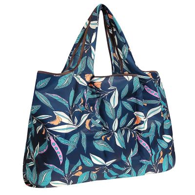 Wrapables Large Foldable Tote Nylon Reusable Grocery Bag, Leaves Image 1
