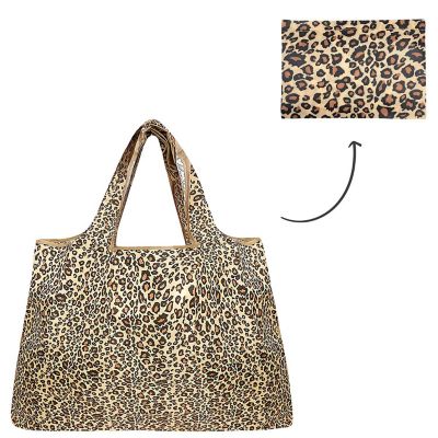 Wrapables Large Foldable Tote Nylon Reusable Grocery Bag, Leopard Print Image 2