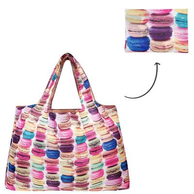 Wrapables Large Foldable Tote Nylon Reusable Grocery Bag, Macarons Image 2