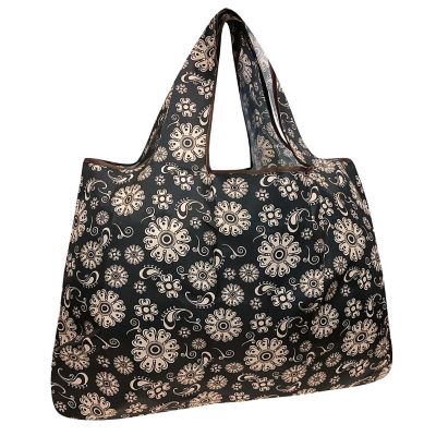 Wrapables Large Foldable Tote Nylon Reusable Grocery Bag, Paisley Floral Image 1