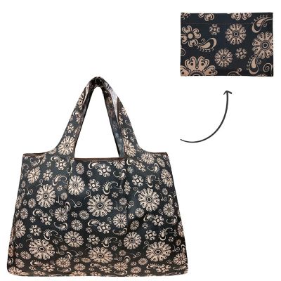 Wrapables Large Foldable Tote Nylon Reusable Grocery Bag, Paisley Floral Image 2