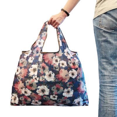 Wrapables Large Foldable Tote Nylon Reusable Grocery Bag, Poppies Image 2