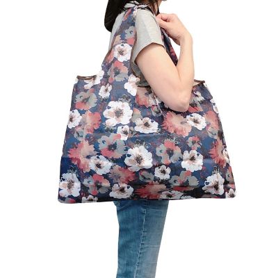 Wrapables Large Foldable Tote Nylon Reusable Grocery Bag, Poppies Image 3