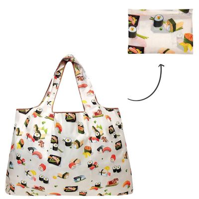 Wrapables Large Foldable Tote Nylon Reusable Grocery Bag, Sushi Image 2
