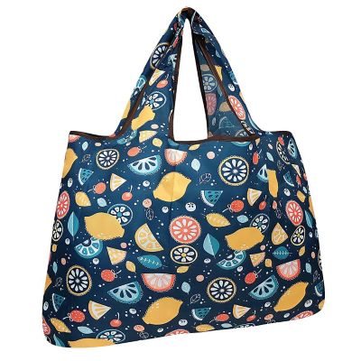 Wrapables Large Foldable Tote Nylon Reusable Grocery Bags, Citrus Image 1