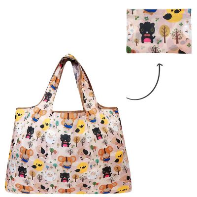 Wrapables Large Foldable Tote Nylon Reusable Grocery Bags, Cutie Animals Image 2
