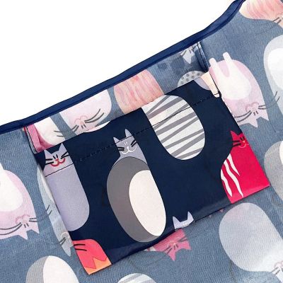 Wrapables Large Foldable Tote Nylon Reusable Grocery Bags, Stylish Kitties Image 3