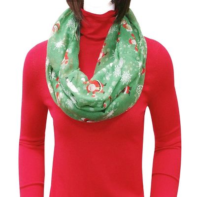 Wrapables Lightweight Winter Christmas Holiday Infinity Scarf, Santa & Snowman Image 1