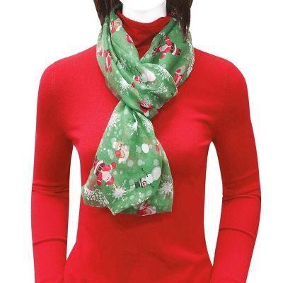 Wrapables Lightweight Winter Christmas Holiday Infinity Scarf, Santa & Snowman Image 2