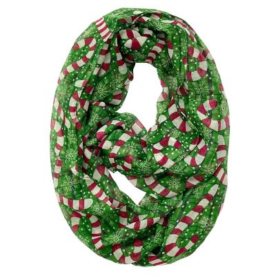 Wrapables Lightweight Winter Christmas Holiday Scarf, Candy Canes Green Image 1
