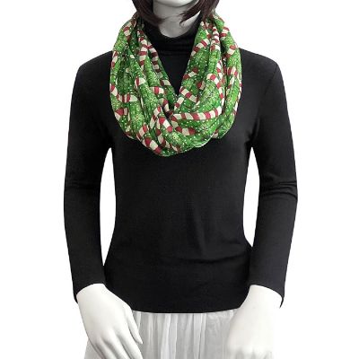 Wrapables Lightweight Winter Christmas Holiday Scarf, Candy Canes Green Image 1