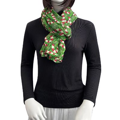 Wrapables Lightweight Winter Christmas Holiday Scarf, Candy Canes Green Image 2