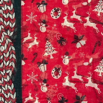 Wrapables Lightweight Winter Christmas Holiday Scarf, Reindeer & Sled Red Image 3
