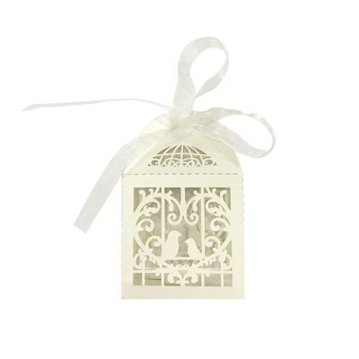 Wrapables Love Birds Wedding Party Favor Boxes Gift Boxes with Ribbon (Set of 50), Ivory Image 1