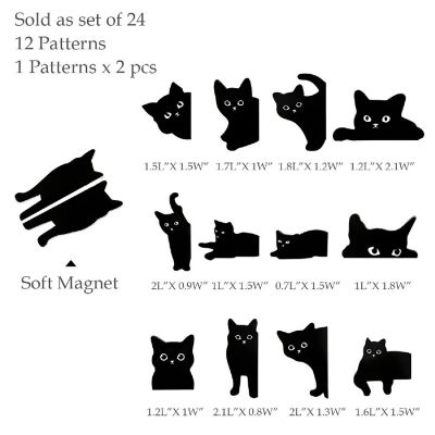 Wrapables Magnetic Black Cat Bookmarks, Page Marker, Foldable Cat Page Clips (24 pcs) Image 1