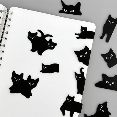 Wrapables Magnetic Black Cat Bookmarks, Page Marker, Foldable Cat Page Clips (24 pcs) Image 3
