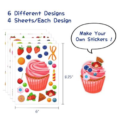 Wrapables Make Your Own Sticker Sheets 24 Sheets Cupcakes Image 1