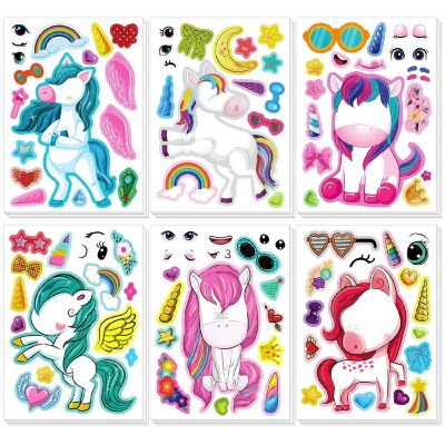 Wrapables Make Your Own Sticker Sheets, Make a Face 24 Sheets Unicorns Image 1
