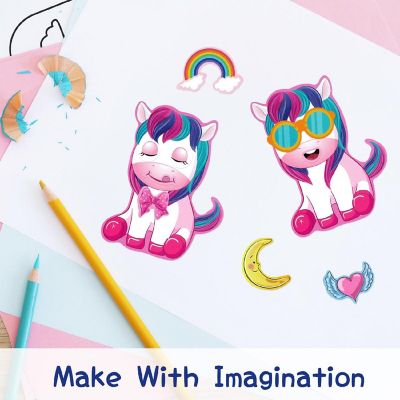 Wrapables Make Your Own Sticker Sheets, Make a Face 24 Sheets Unicorns Image 2