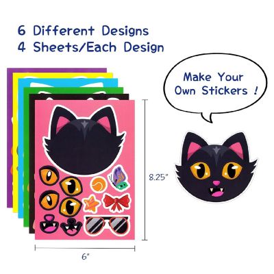 Wrapables Make Your Own Sticker Sheets, Make a Face Cats 24 Sheets Image 1