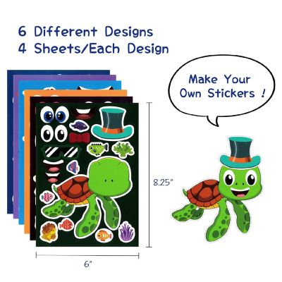 Wrapables Make Your Own Sticker Sheets Make a Face Sea Animals 24 Sheets Image 1